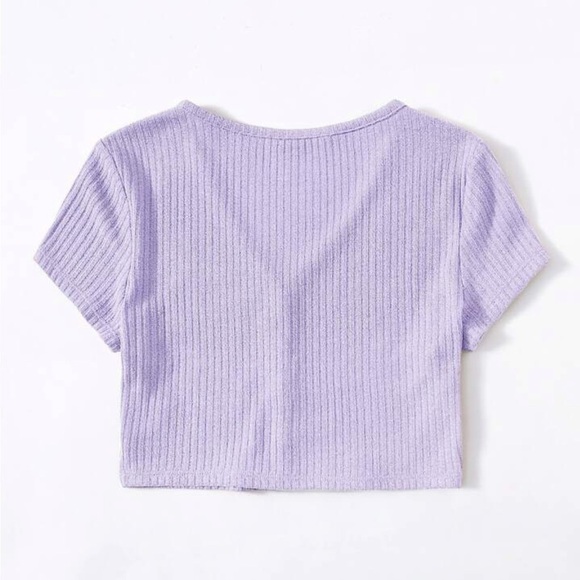 Shein EZ Wear v neck button placket crop tee lilac/purple size XL/12 - Picture 2 of 3